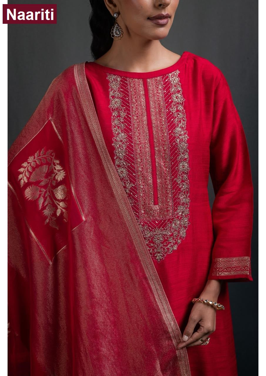Beenal 2893 Naariti Raw Silk Pant Style Suits Exporter Gujarat