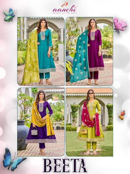 Beeta Aanchi Vichitra Silk Readymade Anarkali Suits Manufacturer India
