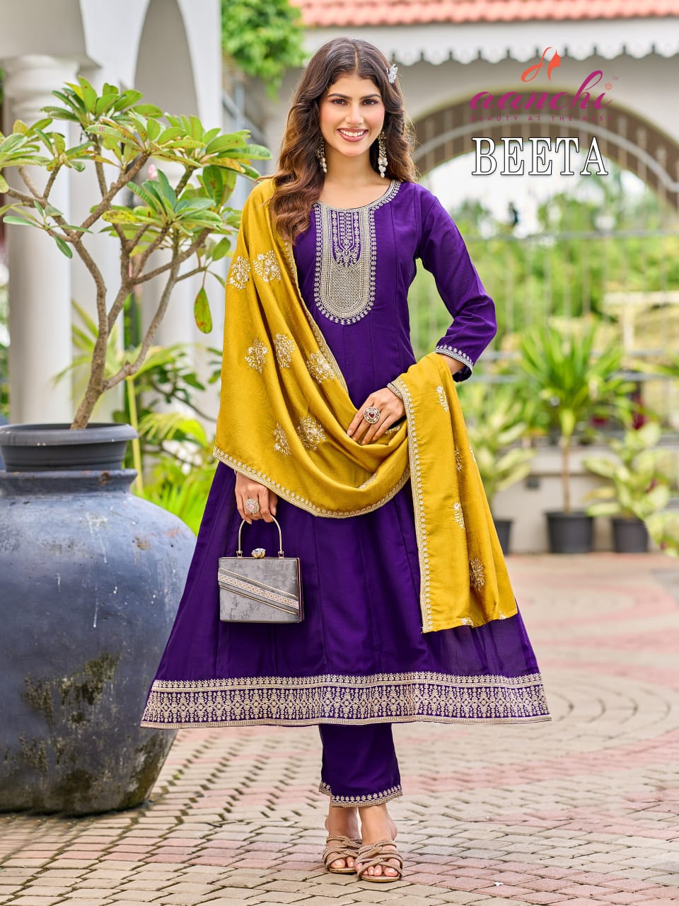Beeta Aanchi Vichitra Silk Readymade Anarkali Suits Manufacturer India