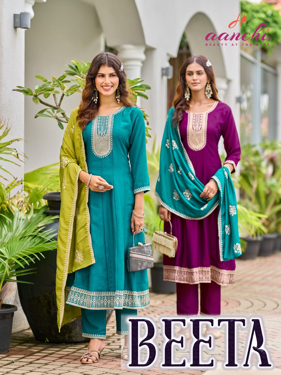 Beeta Aanchi Vichitra Silk Readymade Anarkali Suits Manufacturer India