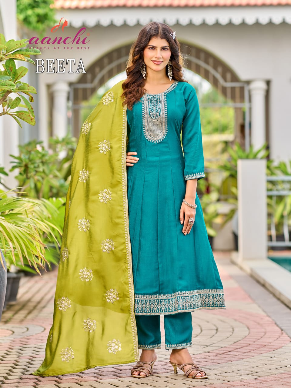 Beeta Aanchi Vichitra Silk Readymade Anarkali Suits Manufacturer India