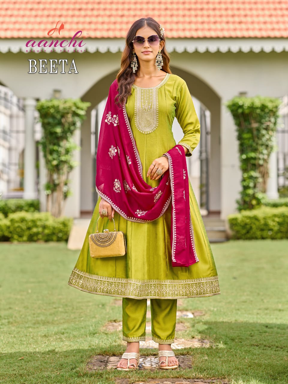 Beeta Aanchi Vichitra Silk Readymade Anarkali Suits Manufacturer India
