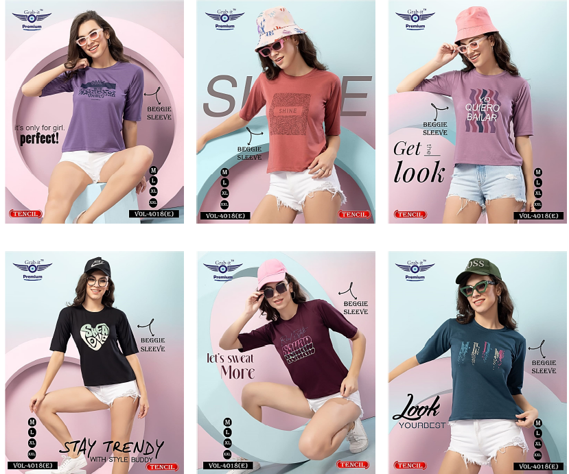 Beggie Sleeves 4018 E Grab It Tencil Women Tshirt Supplier India