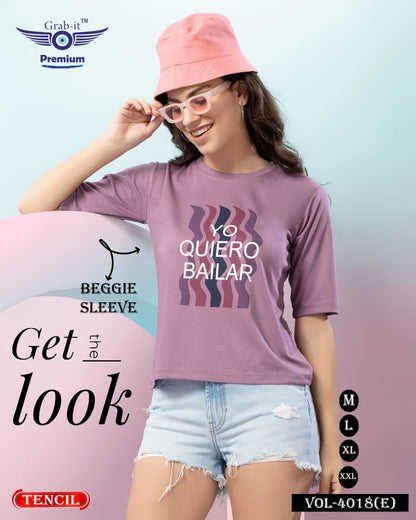 Beggie Sleeves 4018 E Grab It Tencil Women Tshirt Supplier India