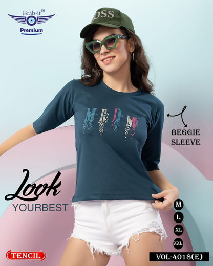 Beggie Sleeves 4018 E Grab It Tencil Women Tshirt Supplier India
