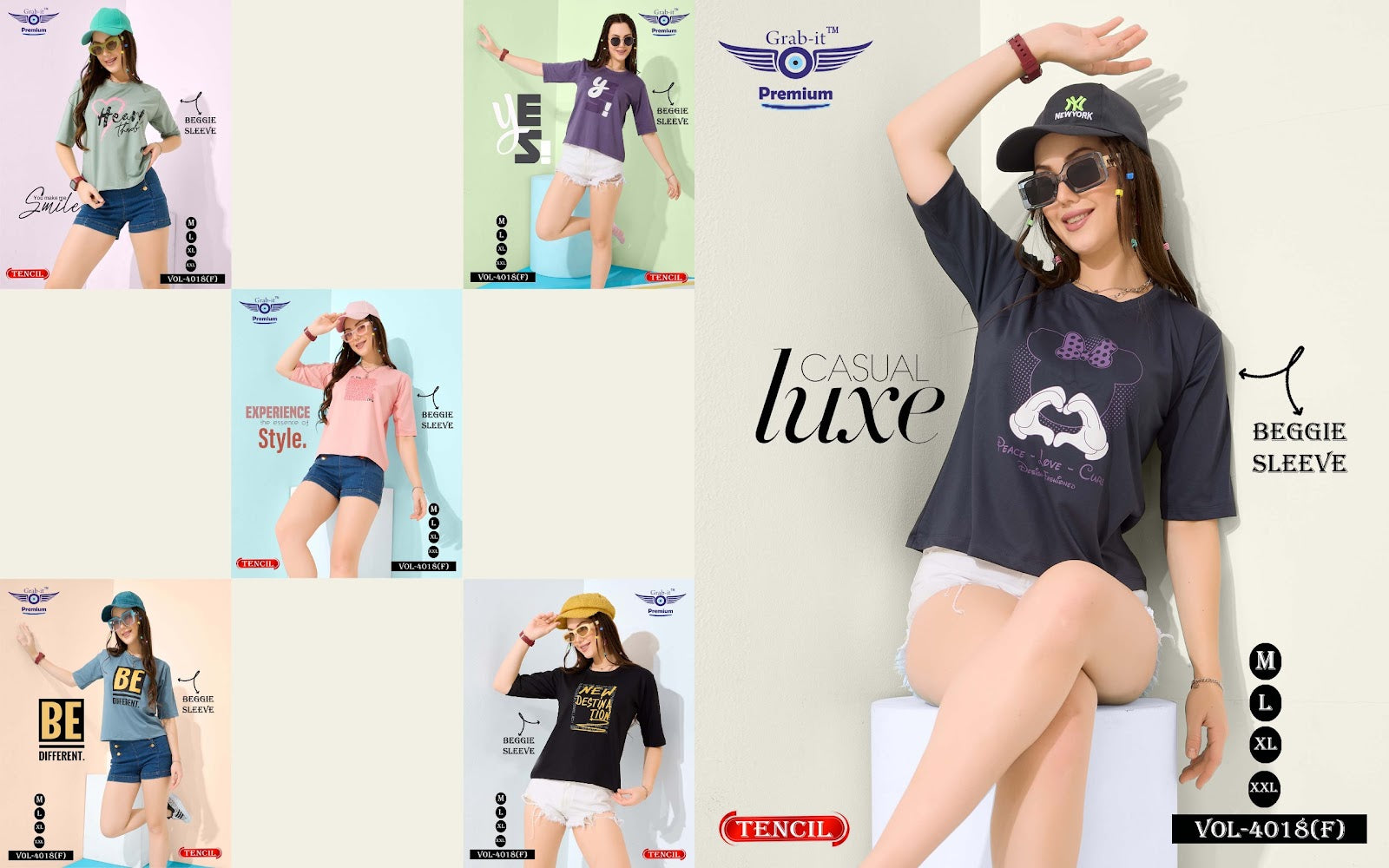 Beggie Sleeves Vol 4018 F Grab It Tencil Women Tshirt Exporter