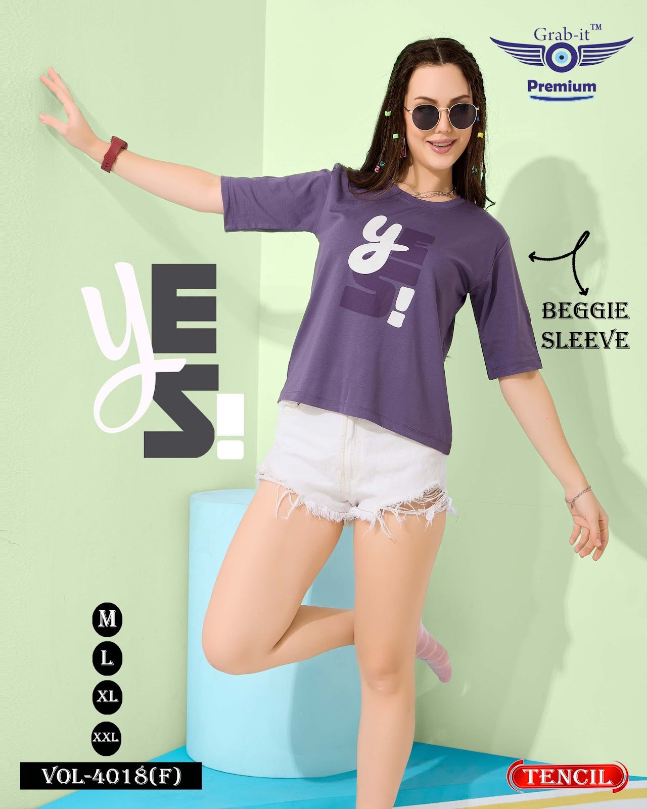 Beggie Sleeves Vol 4018 F Grab It Tencil Women Tshirt Exporter