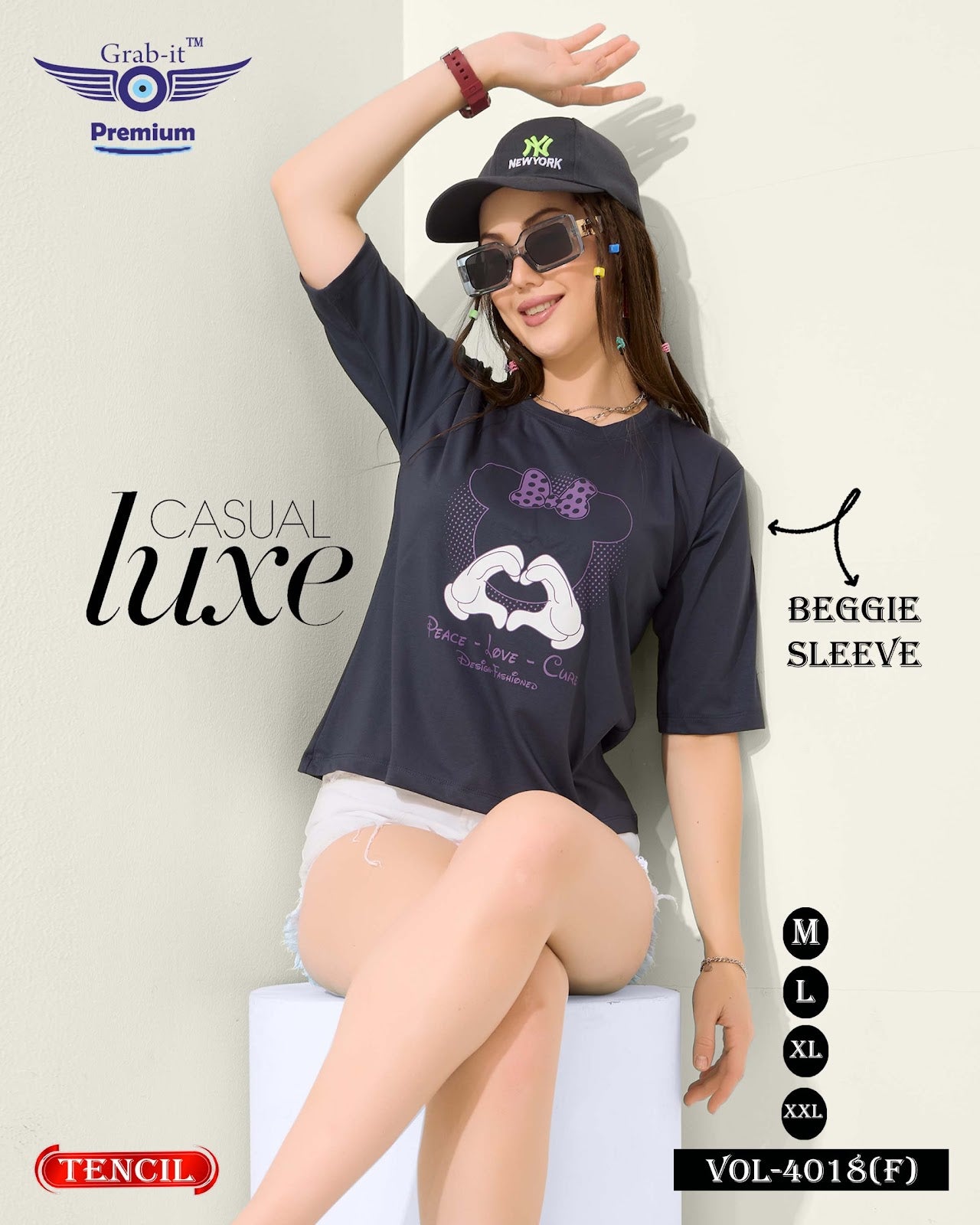 Beggie Sleeves Vol 4018 F Grab It Tencil Women Tshirt Exporter