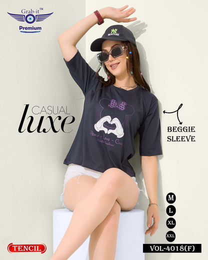 Beggie Sleeves Vol 4018 F Grab It Tencil Women Tshirt Exporter