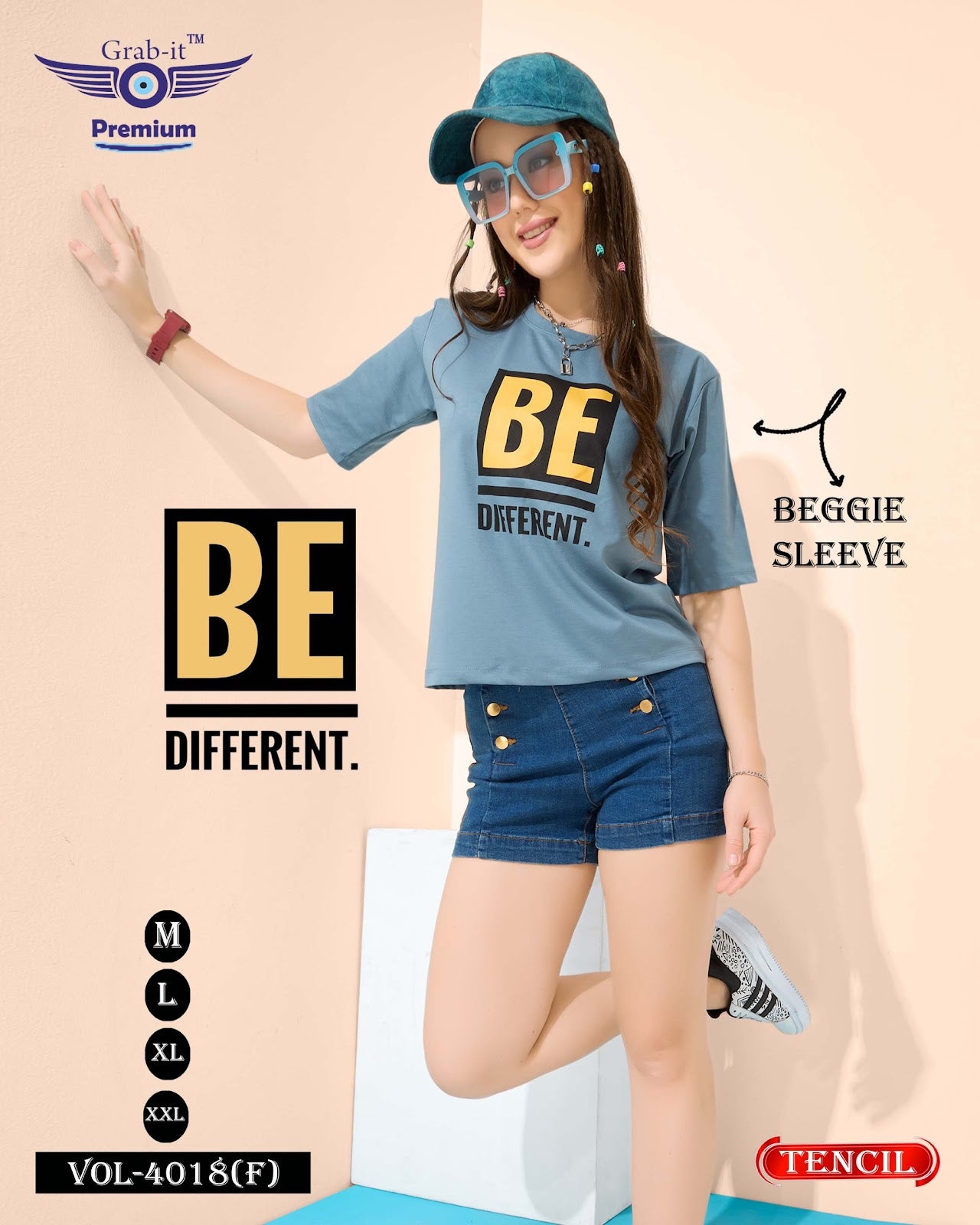 Beggie Sleeves Vol 4018 F Grab It Tencil Women Tshirt Exporter