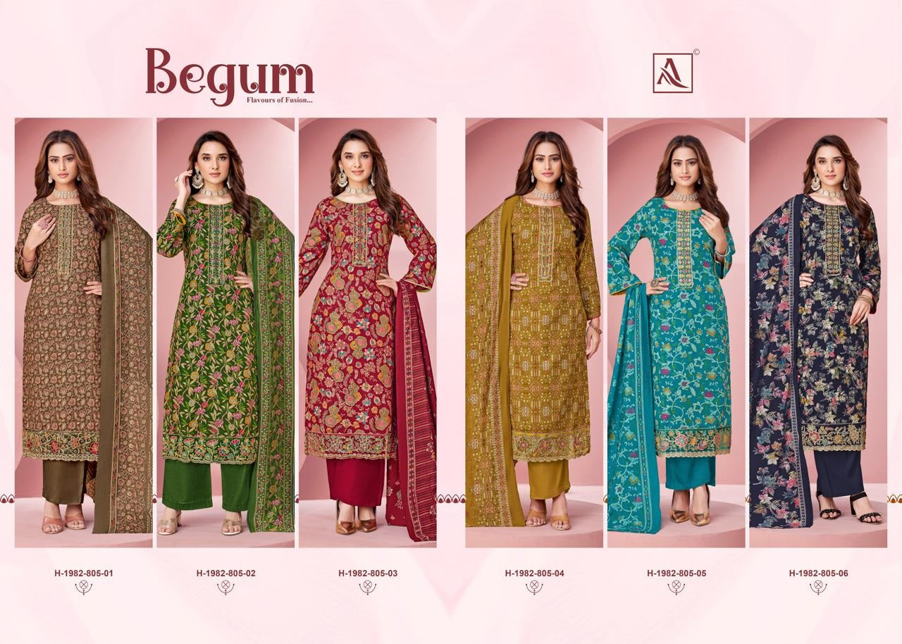 Begum Alok Viscose Reyon Karachi Salwar Suits Manufacturer