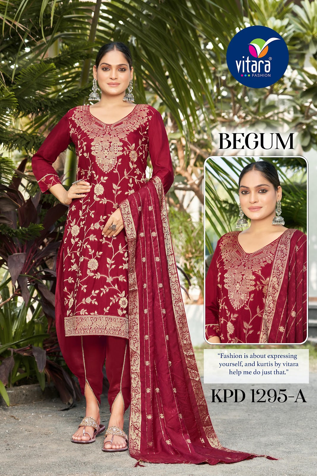 Begum Dhoti Style Vitara Muslin Jacquard Readymade Suits Wholesaler Gujarat