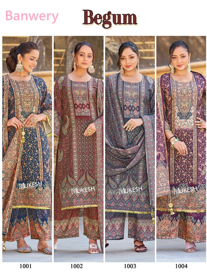 Begum Mukesh Banwery Jam Satin Pakistani Readymade Suits Manufacturer