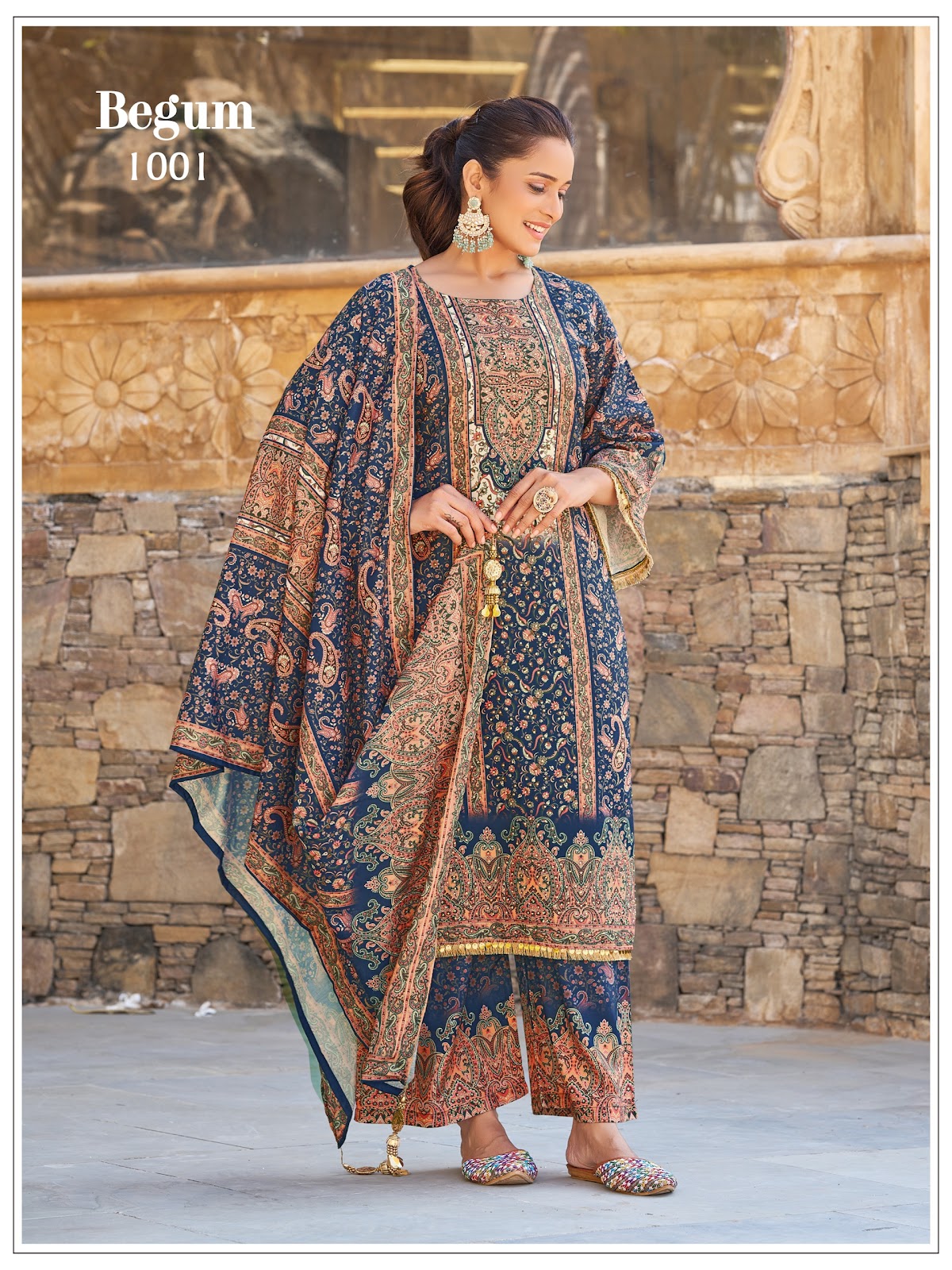 Begum Mukesh Banwery Jam Satin Pakistani Readymade Suits Manufacturer