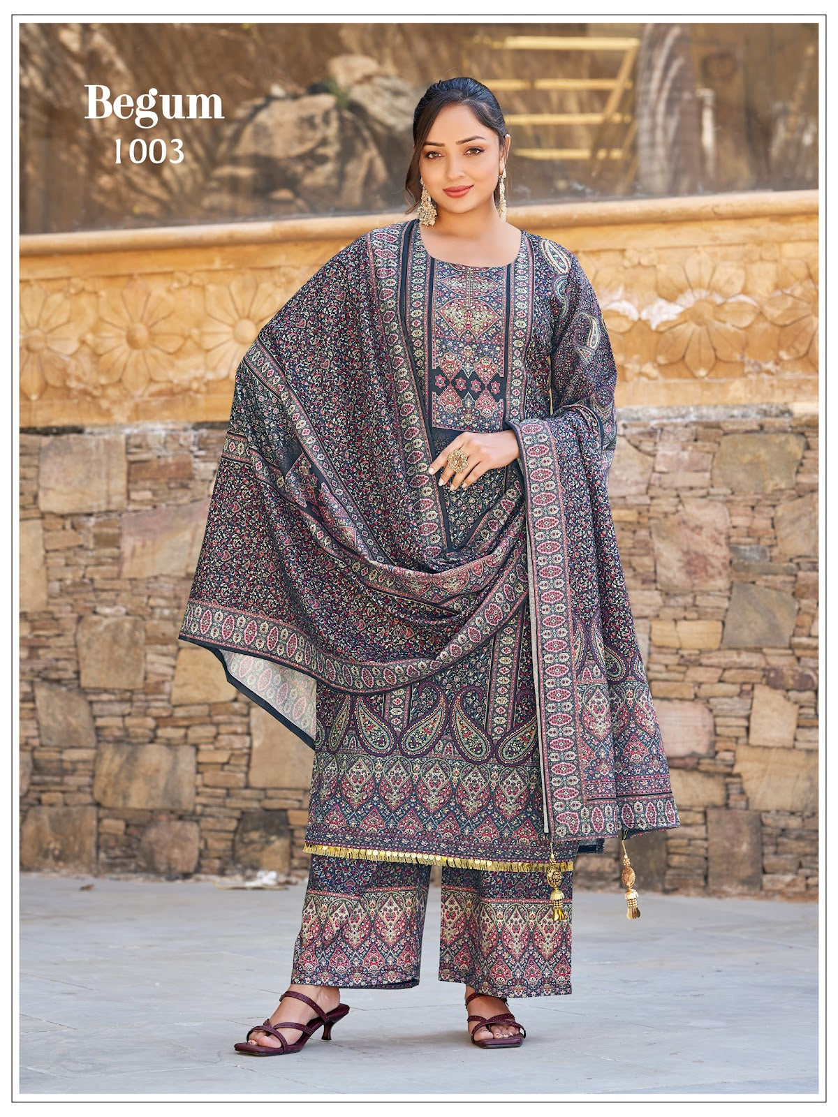 Begum Mukesh Banwery Jam Satin Pakistani Readymade Suits Manufacturer