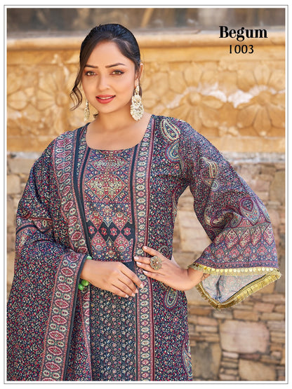 Begum Mukesh Banwery Jam Satin Pakistani Readymade Suits Manufacturer