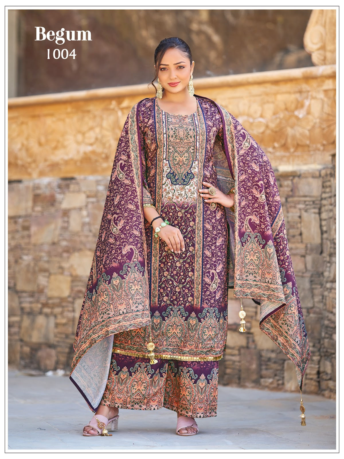 Begum Mukesh Banwery Jam Satin Pakistani Readymade Suits Manufacturer