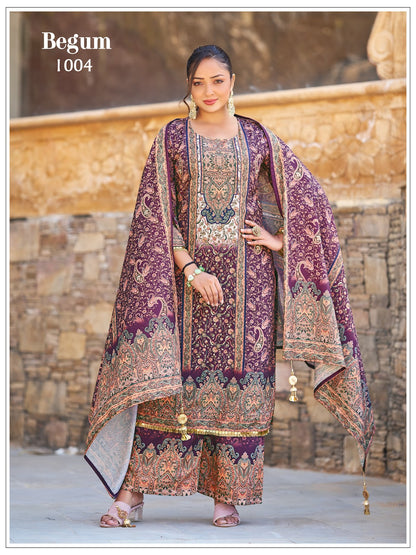 Begum Mukesh Banwery Jam Satin Pakistani Readymade Suits Manufacturer