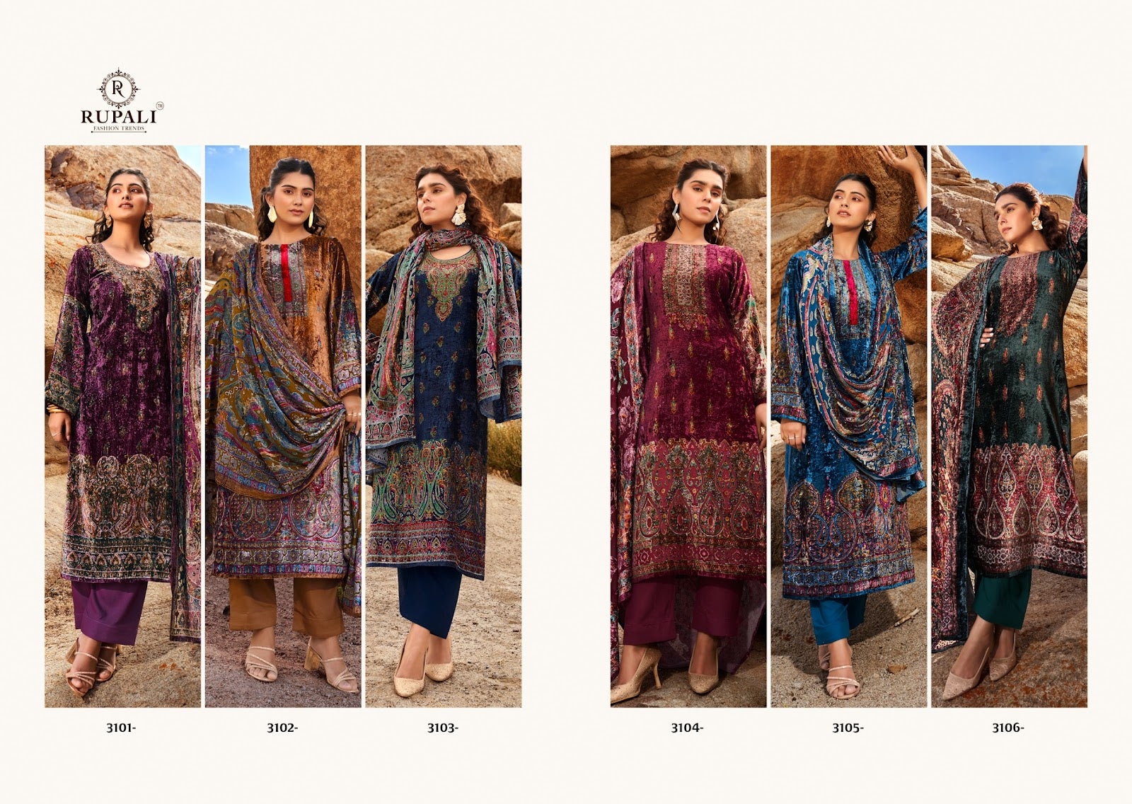 Begum Rupali Viscose Velvet Suits Manufacturer Ahmedabad