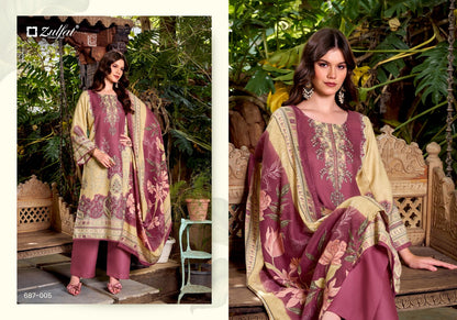 Begum Zulfat Designer Woolen Karachi Pashmina Salwar Suits Supplier India