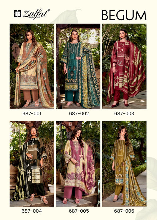 Begum Zulfat Designer Woolen Karachi Pashmina Salwar Suits Supplier India