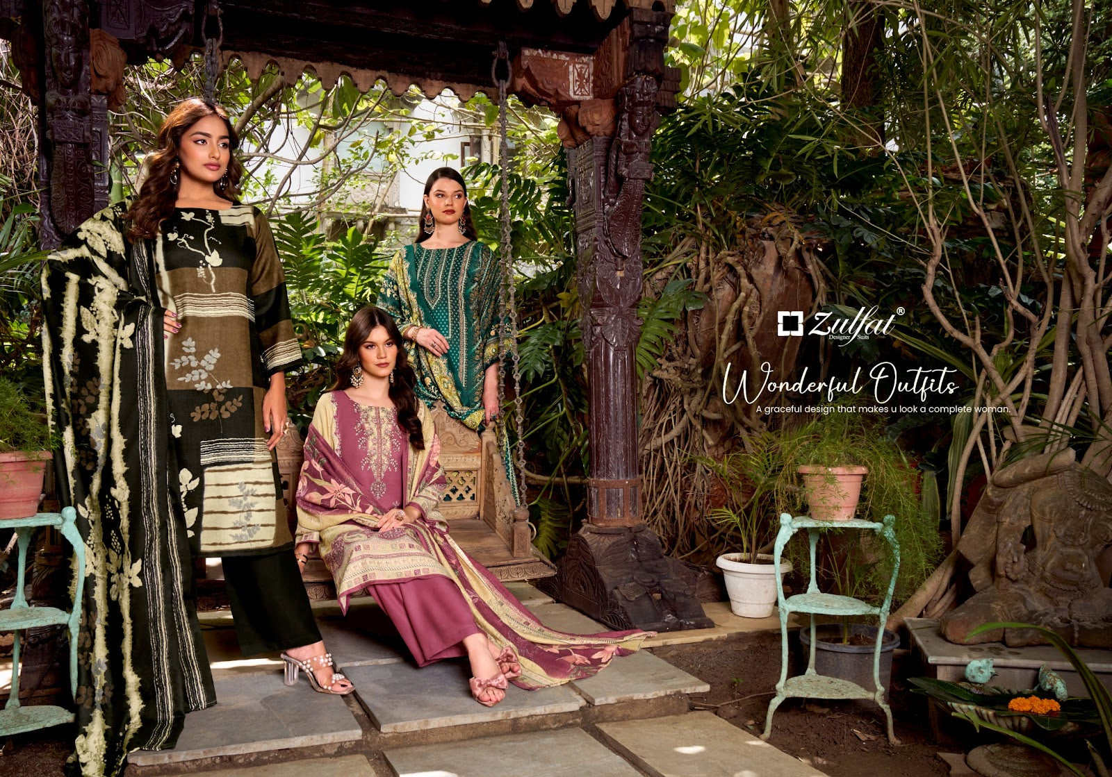 Begum Zulfat Designer Woolen Karachi Pashmina Salwar Suits Supplier India