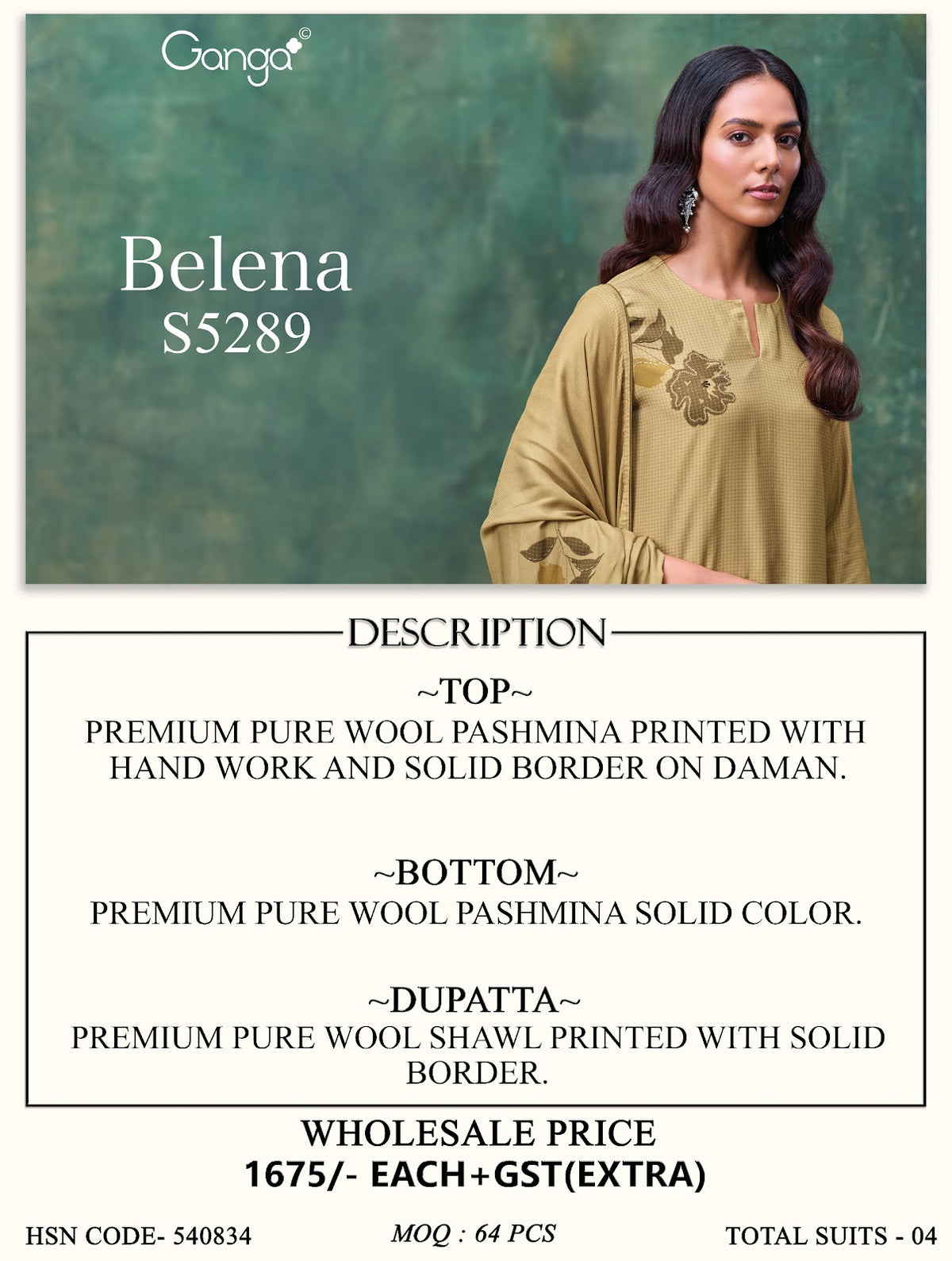 Belena S5289 Ganga Wool Pashmina Suits Manufacturer India