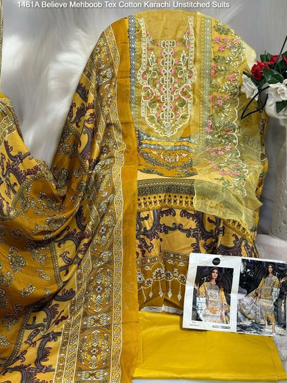 Believe 1461 Abc Mehboob Tex Cotton Karachi Salwar Suits Wholesale Price