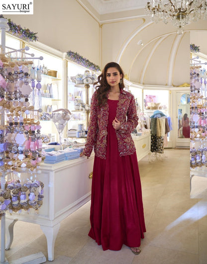 Belina With Jacket Sayuri Silk One Piece Gown Supplier Gujarat