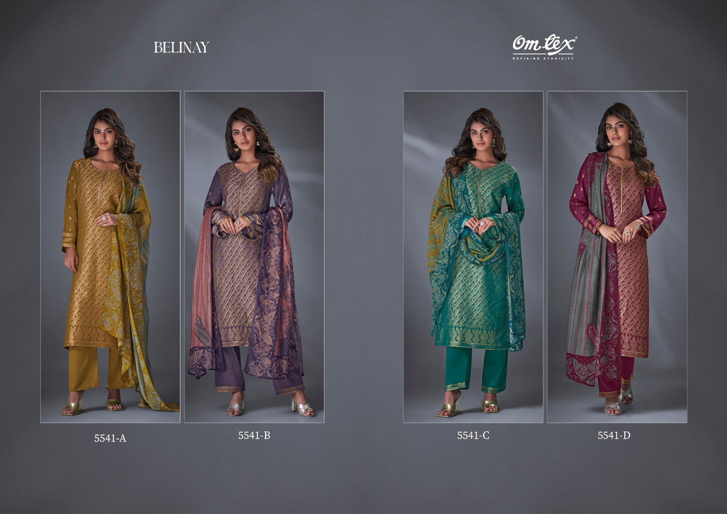 Belinay Omtex Muslin Jacquard Pant Style Suits Exporter Gujarat