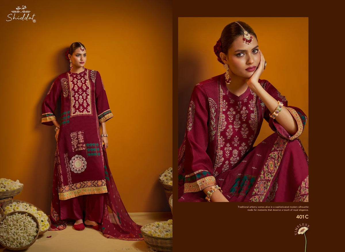 Bell Rose 401 Shiddat Viscose Organza Plazzo Style Suits Supplier Ahmedabad
