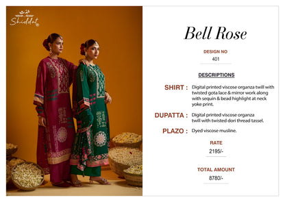 Bell Rose 401 Shiddat Viscose Organza Plazzo Style Suits Supplier Ahmedabad