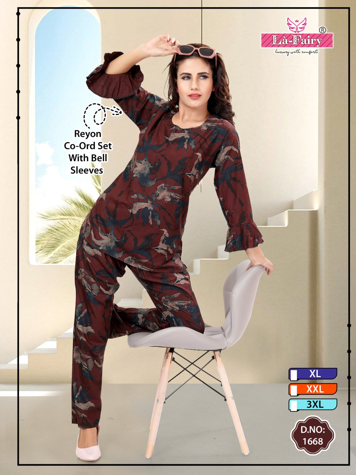 Bell Sleeves Design 1668 La Fairy Rayon Co Ord Set Supplier India