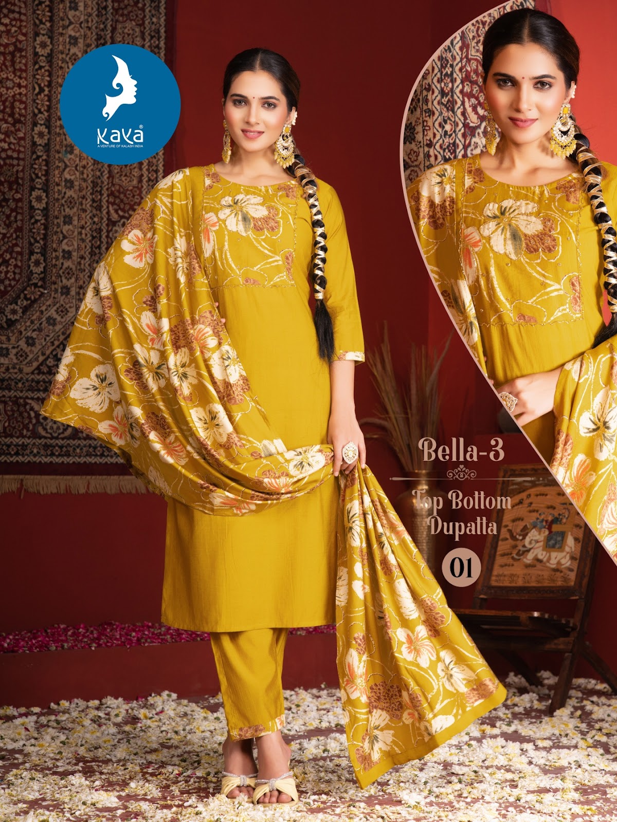 Bella 3 Kaya Vertican Readymade Pant Style Suits Supplier