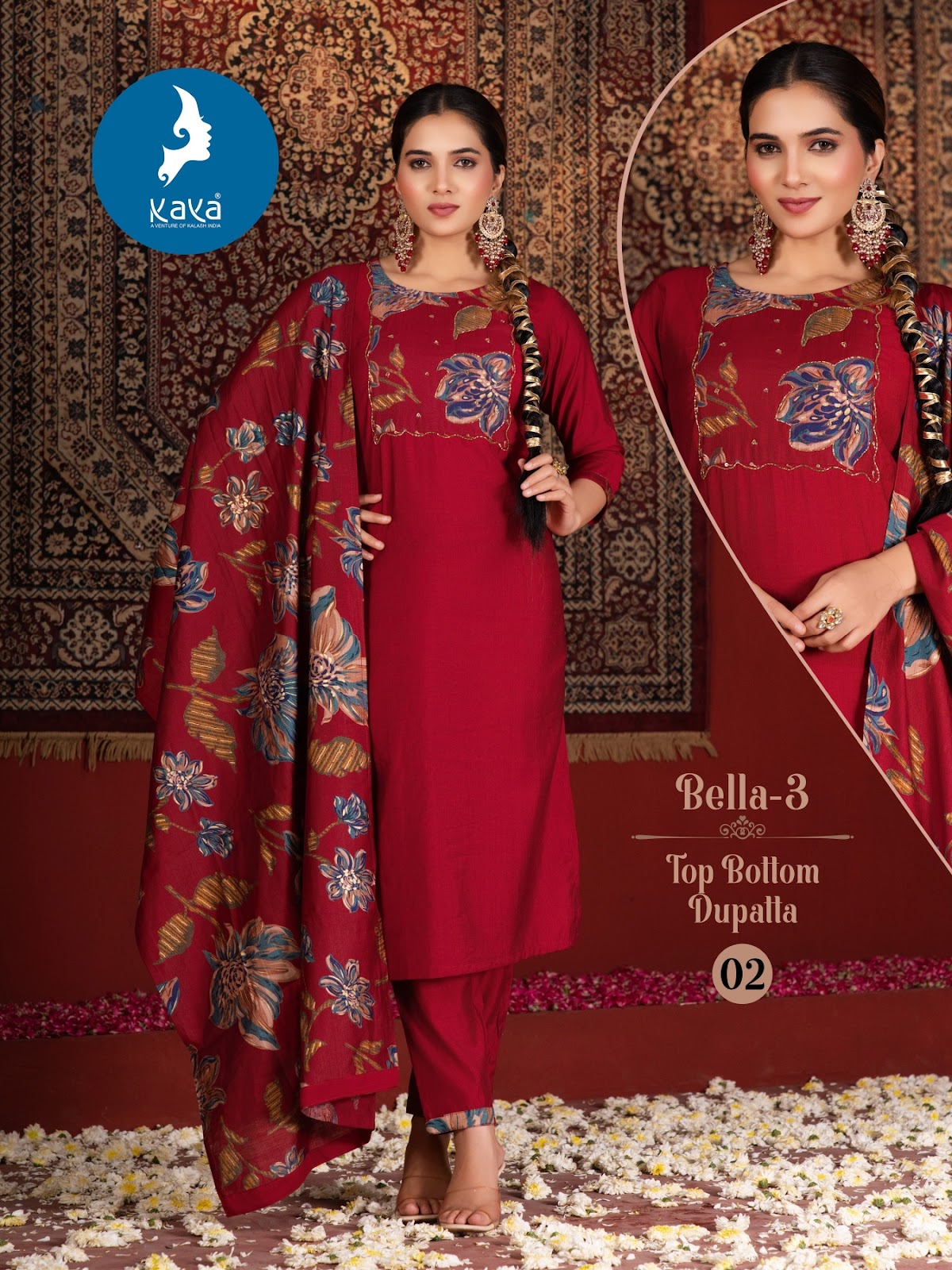 Bella 3 Kaya Vertican Readymade Pant Style Suits Supplier