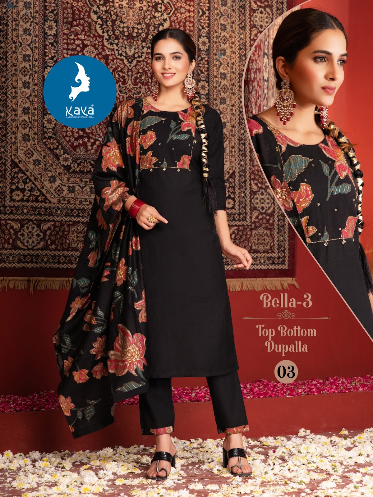 Bella 3 Kaya Vertican Readymade Pant Style Suits Supplier