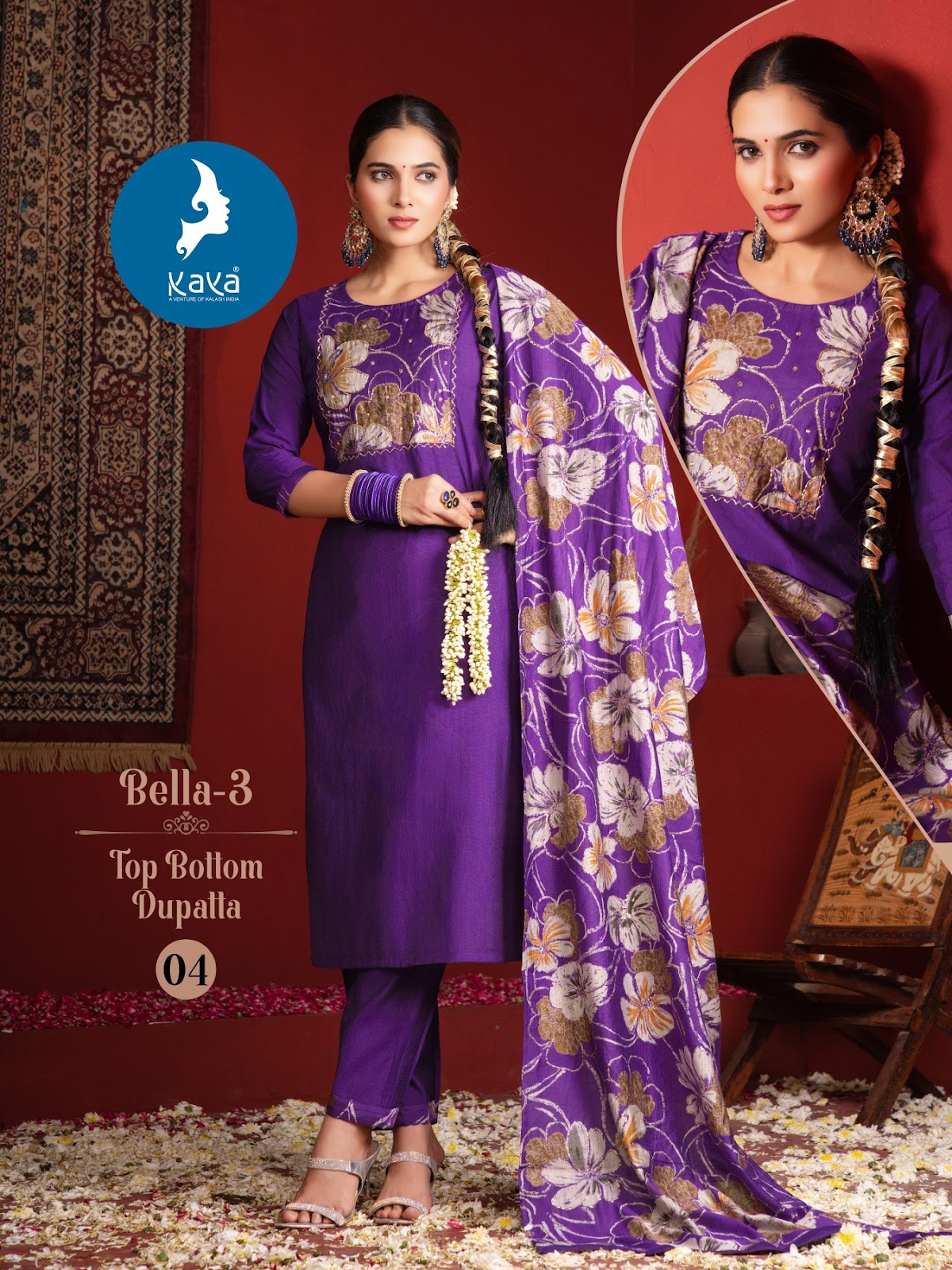 Bella 3 Kaya Vertican Readymade Pant Style Suits Supplier