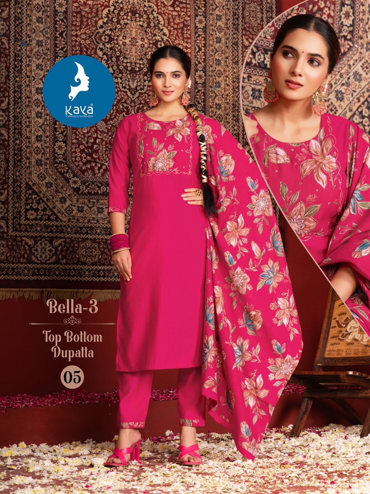 Bella 3 Kaya Vertican Readymade Pant Style Suits Supplier