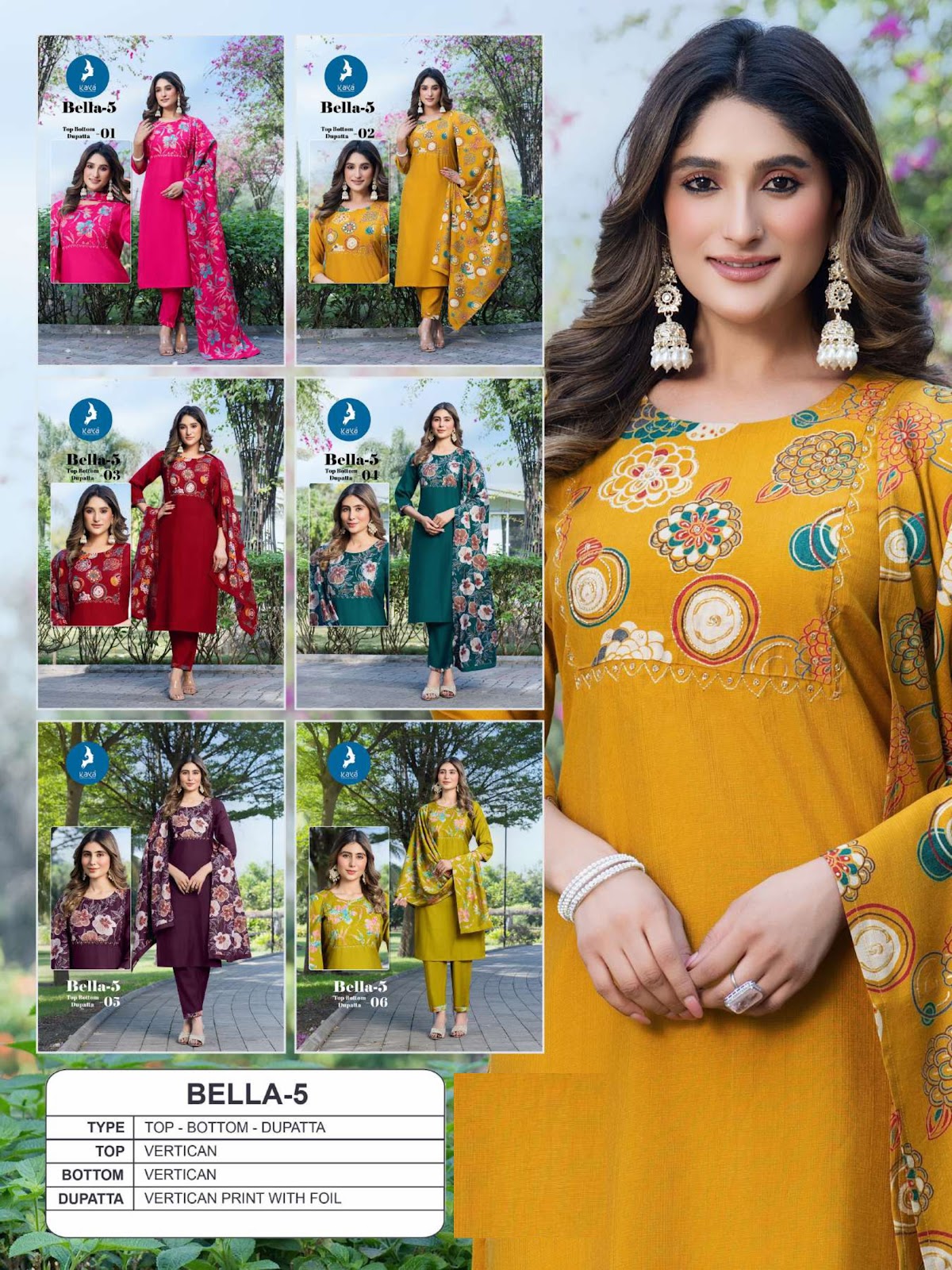 Bella 5 Kaya Vertican Readymade Pant Style Suits Exporter Ahmedabad