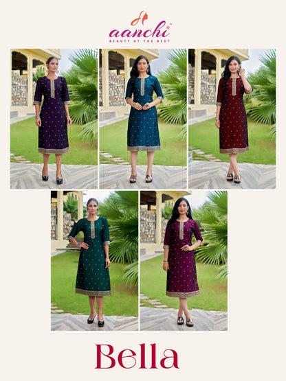 Bella Aanchi Silk Straight Cut Kurtis Wholesale Rate
