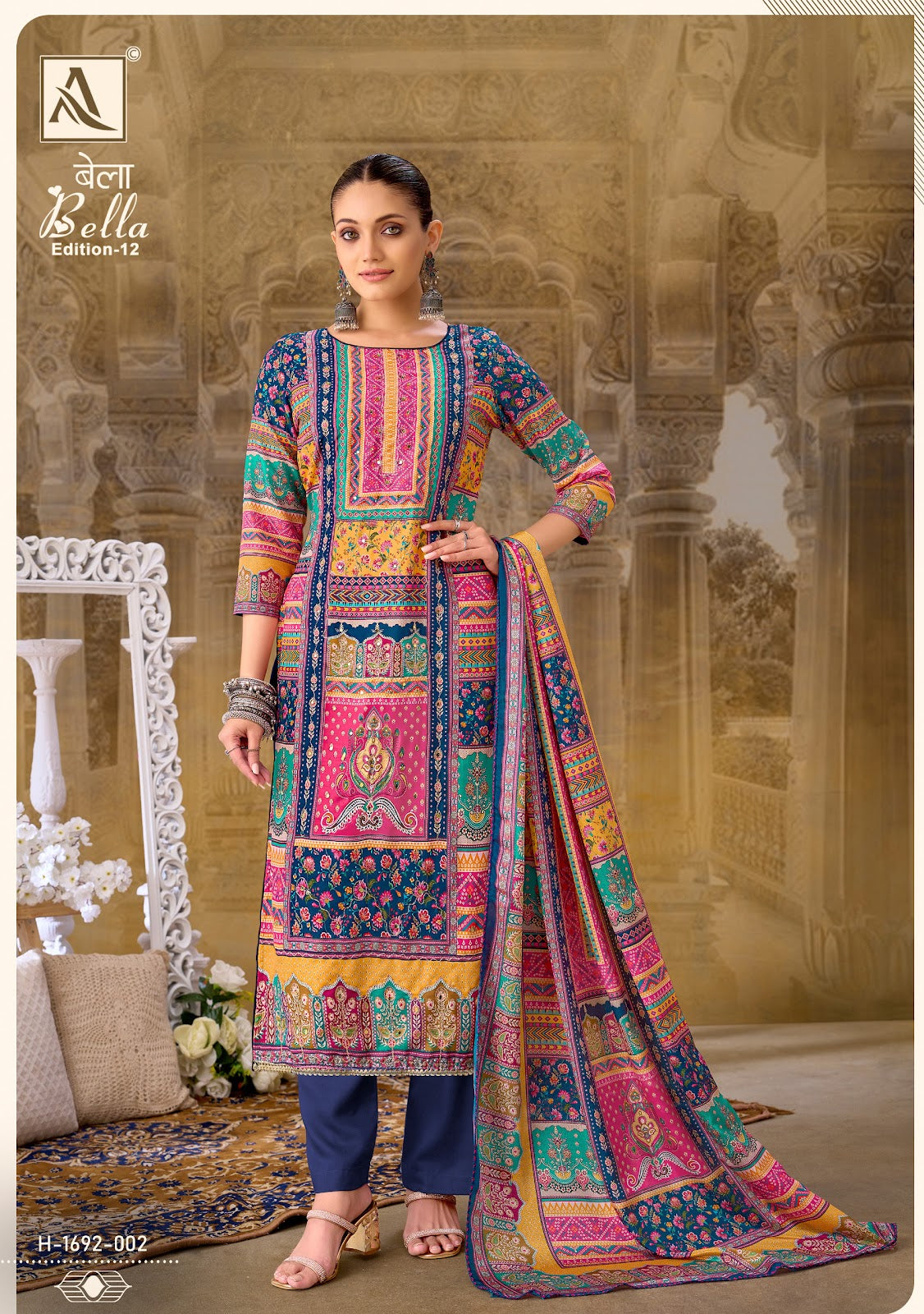 Bella Edition 12 Alok Muslin Karachi Salwar Suits Manufacturer India