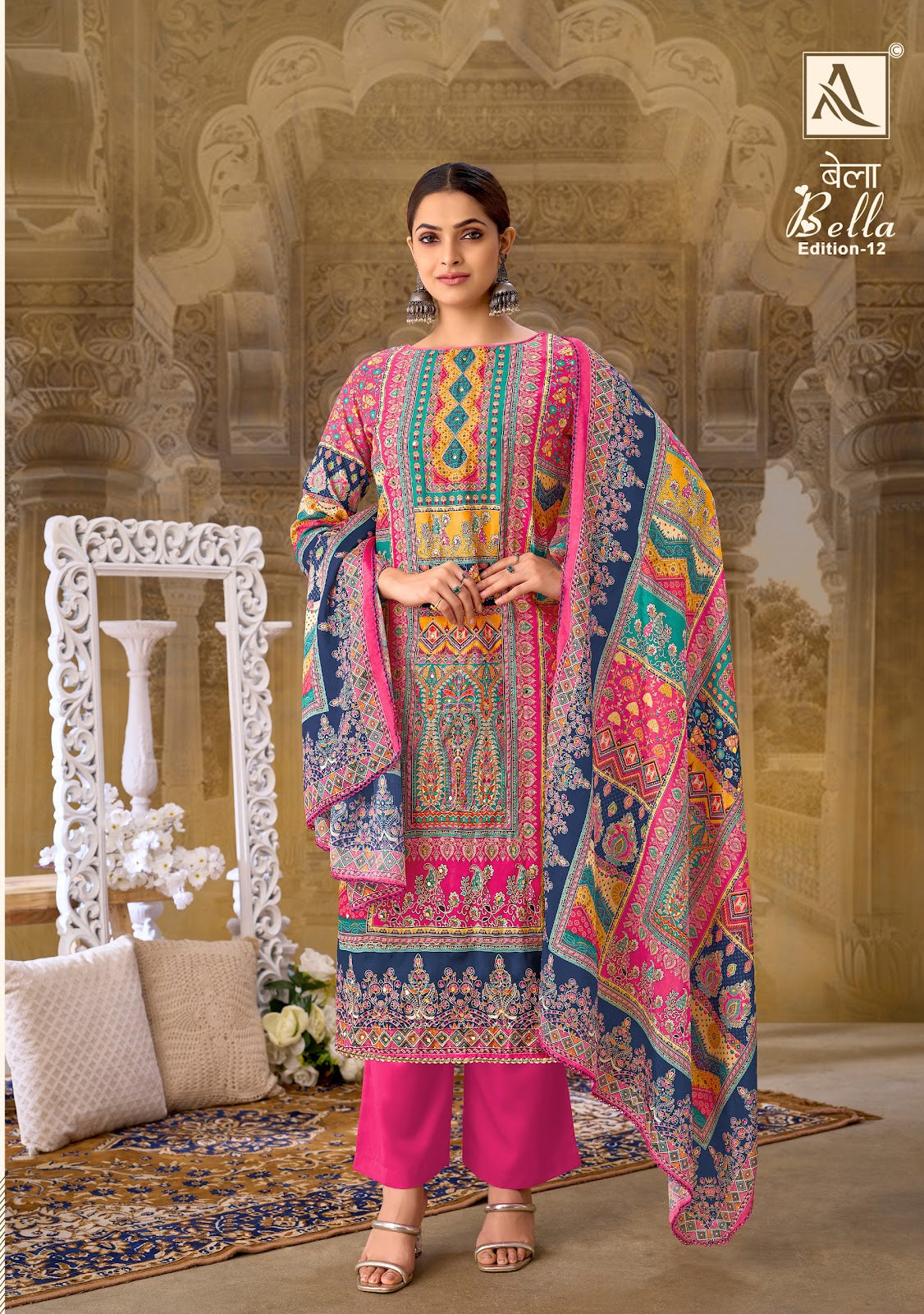 Bella Edition 12 Alok Muslin Karachi Salwar Suits Manufacturer India