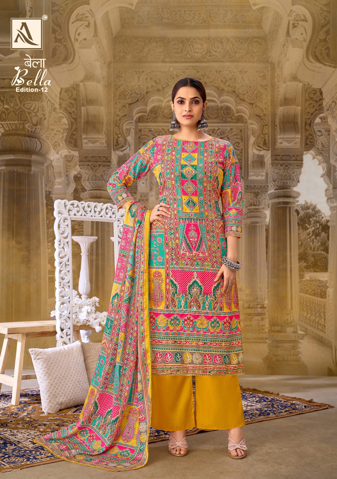 Bella Edition 12 Alok Muslin Karachi Salwar Suits Manufacturer India