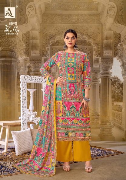Bella Edition 12 Alok Muslin Karachi Salwar Suits Manufacturer India
