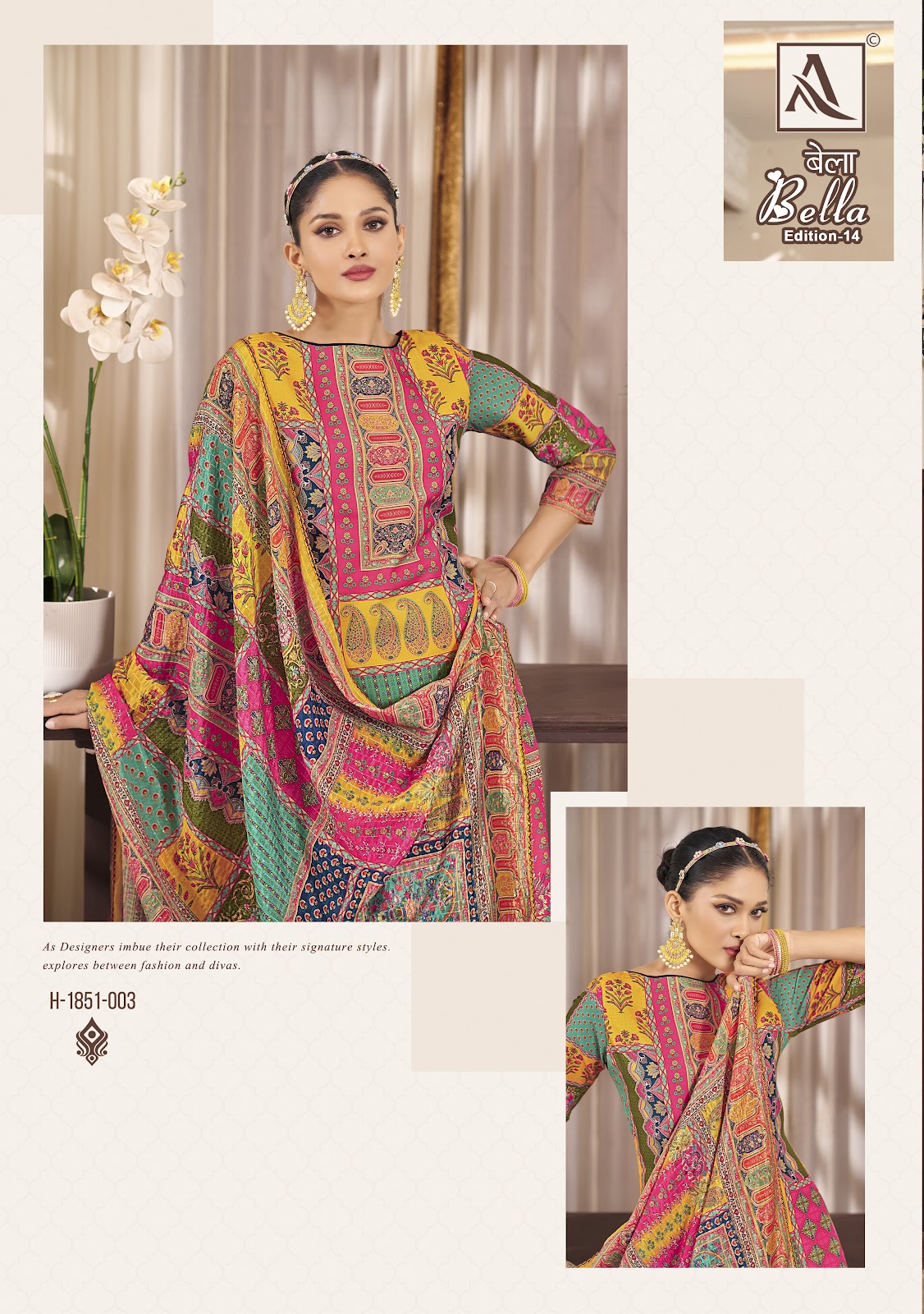 Bella Edition 14 Alok Muslin Karachi Salwar Suits Manufacturer