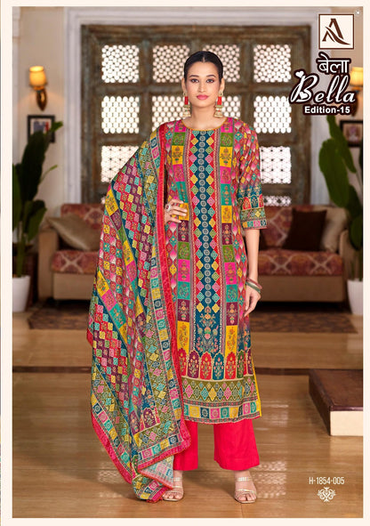 Bella Edition 15 Alok Pure Maslin Karachi Salwar Suits Supplier