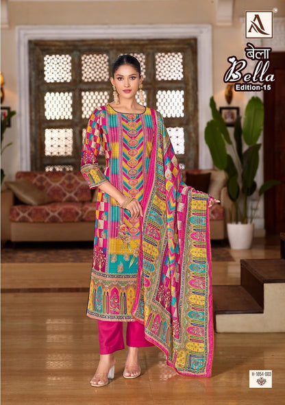 Bella Edition 15 Alok Pure Maslin Karachi Salwar Suits Supplier