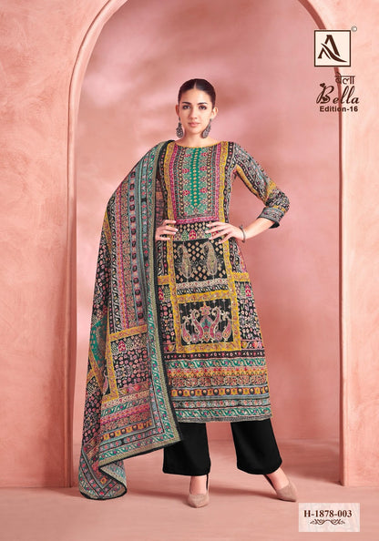 Bella Edition 16 Alok Pure Muslin Karachi Salwar Suits Manufacturer India