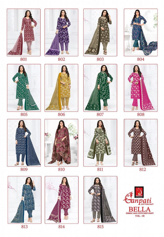 Bella Pant Vol 8 Ganpati Pure Cotton Cotton Dress Material Exporter India