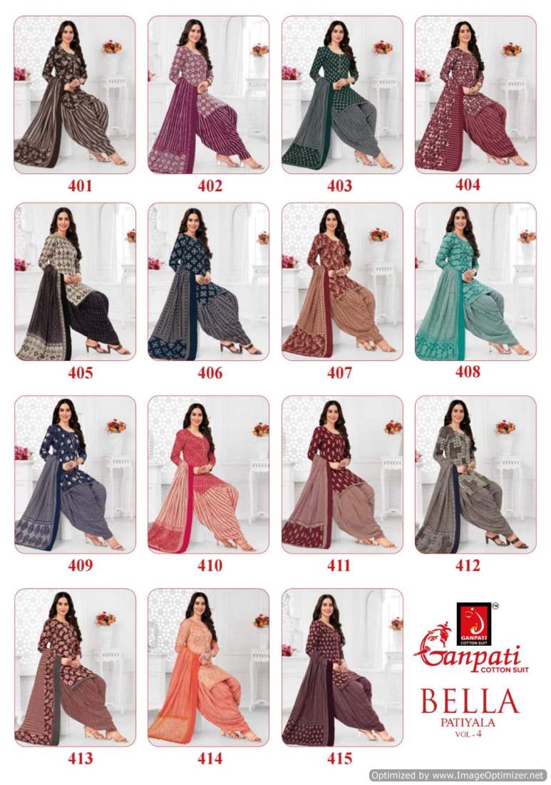 Bella Patiyala Vol 4 Ganpati Cotton Salwar Suits